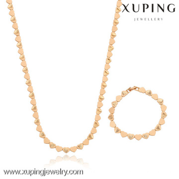 63213-Xuping Necklace & Bracelet Lovely Heart Shape String Jewelry Set For Wedding